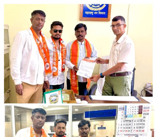 शिवसेना भद्रावतीच्या वतीने झाडांची अनधिकृत छाटणी व कत्तल थांबविण्यासाठी मागणी