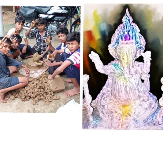 शंकरपुरच्या चिमुकल्यांनी साकारली “बाप्पांची” मूर्ती !