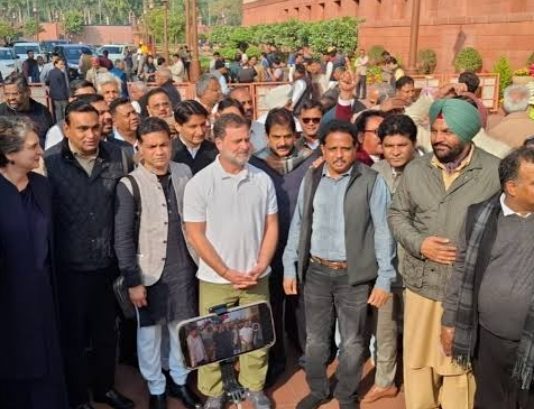 राहुल गांधींच्या भाषणावरून गदारोळ, काँग्रेसचे ८ खासदार निलंबित