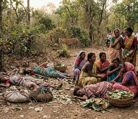 काळजाचा थरकाप! तेंदूपाने तोडण्यासाठी गेलेल्या १३ महिलांवर वाघाचा हल्ला; चार महिला ठार